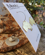 Load image into Gallery viewer, Australiana - Australia Map Hoop Earrings on card side view 2