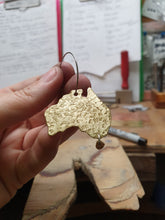 Load image into Gallery viewer, Australiana - Australia Map Hoop Earrings in hand modelled