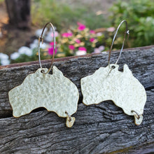 Load image into Gallery viewer, Australiana - Australia Map Hoop Earrings Close Up