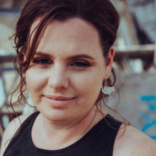 Load image into Gallery viewer, Australiana Bin Chicken or Ibis Hoop Earrings Modelled by Erin