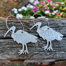 Load image into Gallery viewer, Australiana Bin Chicken or Ibis Hoop Earrings close up