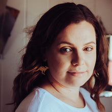 Load image into Gallery viewer, Australiana Kangaroo Hoop Earrings Modelled by Erin