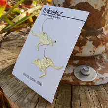 Load image into Gallery viewer, Australiana Kangaroo Hoop Earrings on card side view