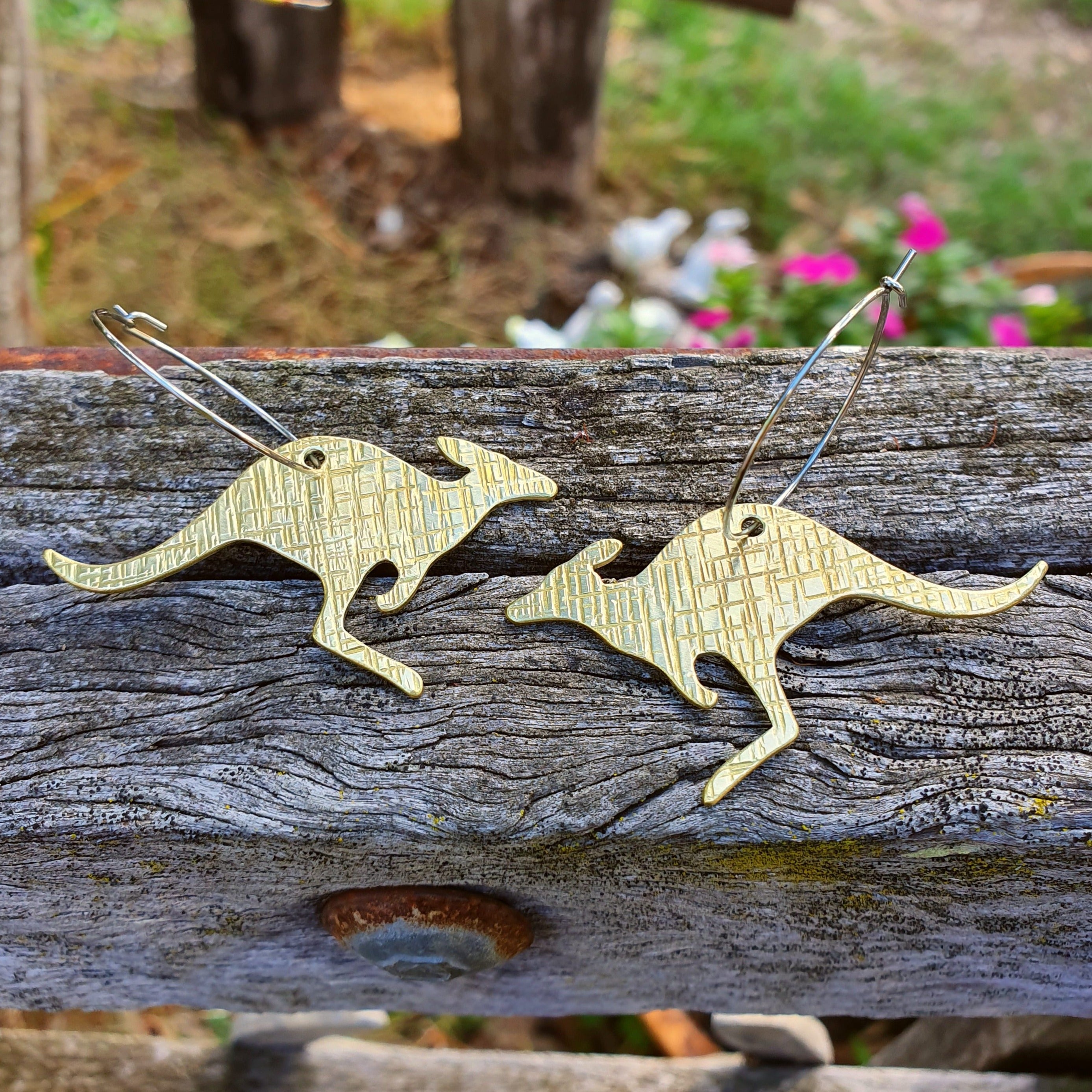 Australiana Kangaroo Hoop Earrings Meekz Contemporary Jewellery