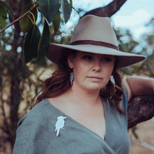 Load image into Gallery viewer, Australiana - Kookaburra Hoop Earrings Modelled by Erin with Matching Brooch