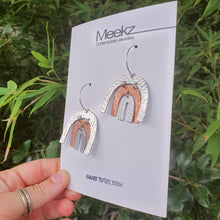 Load image into Gallery viewer, Rainbow Hoop Earrings Aluminium Copper Aluminium on card side view 2