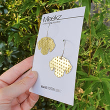 Load image into Gallery viewer, Dachshund dog head hoop earrings on card side view