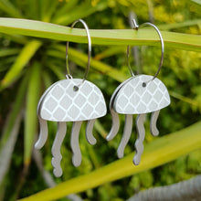 Load image into Gallery viewer, Jellyfish Road Sign Hoop Earrings side view