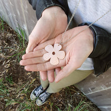 Load image into Gallery viewer, Flower Necklace Petunia Modelled by Jay