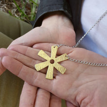 Load image into Gallery viewer, Flower Necklace Brass Spider Lily with Line Texture Modelled by Jay