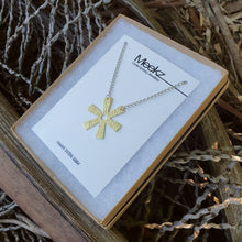 Load image into Gallery viewer, Flower Necklace Brass Spider Lily with Line Texture all Packaged