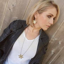 Load image into Gallery viewer, Flower Necklace Brass Spider Lily with Line Texture Modelled by Jay