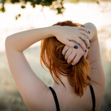 Load image into Gallery viewer, 2mm sterling silver rings with no texture modelled by chantelle in the country
