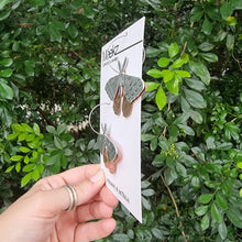 Load image into Gallery viewer, Moth Hoop Earrings Side View