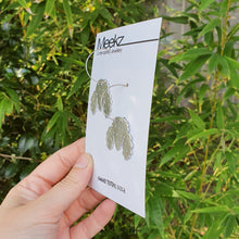 Load image into Gallery viewer, Poodle Head Aluminium Hoop Earrings on packaging card right side view