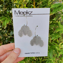 Load image into Gallery viewer, Poodle Head Aluminium Hoop Earrings on packaging card