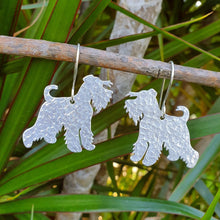 Load image into Gallery viewer, Schnauzer Dog Full Body Drop Earrings hanging on a branch