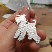 Load image into Gallery viewer, Schnauzer Dog Full Body Drop Earrings close up held in hand