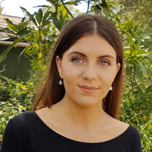 Load image into Gallery viewer, Small round drop earring modelled by Michaela