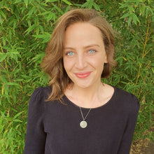 Load image into Gallery viewer, Round 25mm Necklace Sterling Silver Modelled by Jess