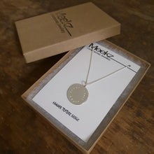 Load image into Gallery viewer, Round 25mm Necklace Sterling Silver on card boxed