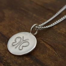 Load image into Gallery viewer, Small 12mm Sterling Silver Round Necklace Butterfly stamp