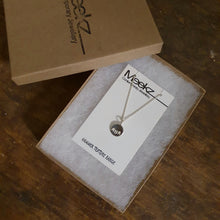 Load image into Gallery viewer, Small 12mm Sterling Silver Round Necklace on card boxed up