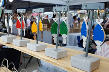 Load image into Gallery viewer, sushi soy fish drop earrings all 5 colours on display