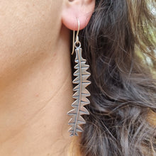 Load image into Gallery viewer, Banksia Baxteri Leaf Earrings Modelled by Jemica close up 
