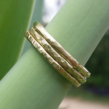 Load image into Gallery viewer, brass octagon ring displayed on a leaf closeup 
