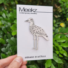Load image into Gallery viewer, Bush Stone-Curlew Brooch on Packaging Card 
