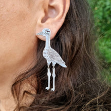 Load image into Gallery viewer, Bush Stone-Curlew Studs Modelled by Jemica Close Up
