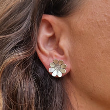 Load image into Gallery viewer, Paper Daisy Studs modelled closeup on ear
