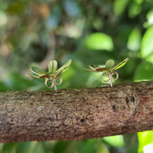 Load image into Gallery viewer, Spider Lily Studs sitting on a branch side view of butterfly backings
