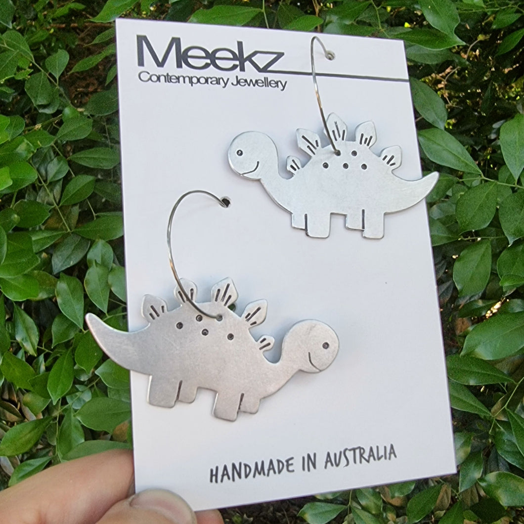 Stegosaurus Hoop Earring on Packaging Card