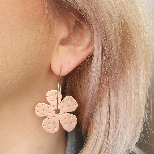 Petunia Flower Hoop Earrings Modelled  by  Jay