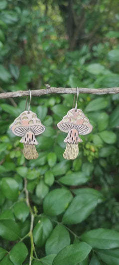 A Fly Agaric Toadstool Mushroom Drop Earrings Video of them wiggling on a branch