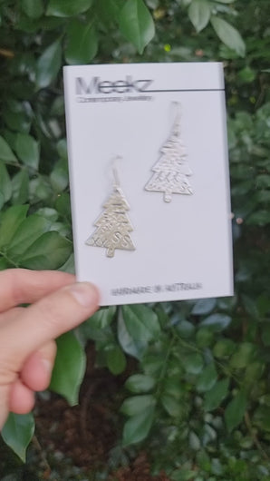 Christmas Tree Aluminium X's & S's Texture Drop Earrings Video