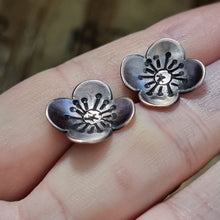 Load image into Gallery viewer, Poppy Stud Earrings on hand modelled
