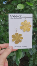 Load and play video in Gallery viewer, Succulent Leaf Drop Earrings - Brass Lines on Card, Video
