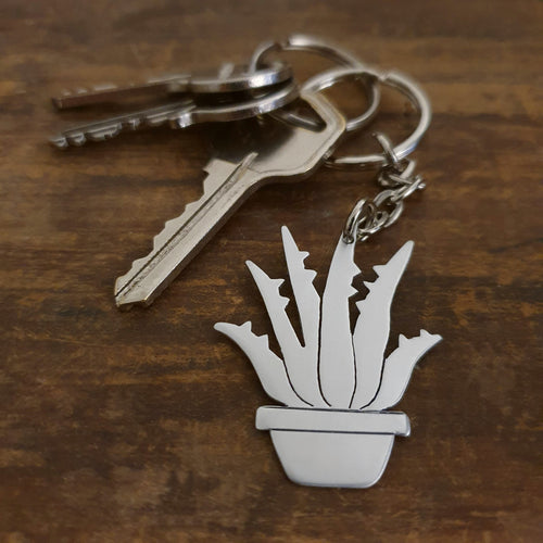 Plant Keychain - Potted Aloe Vera on Keys