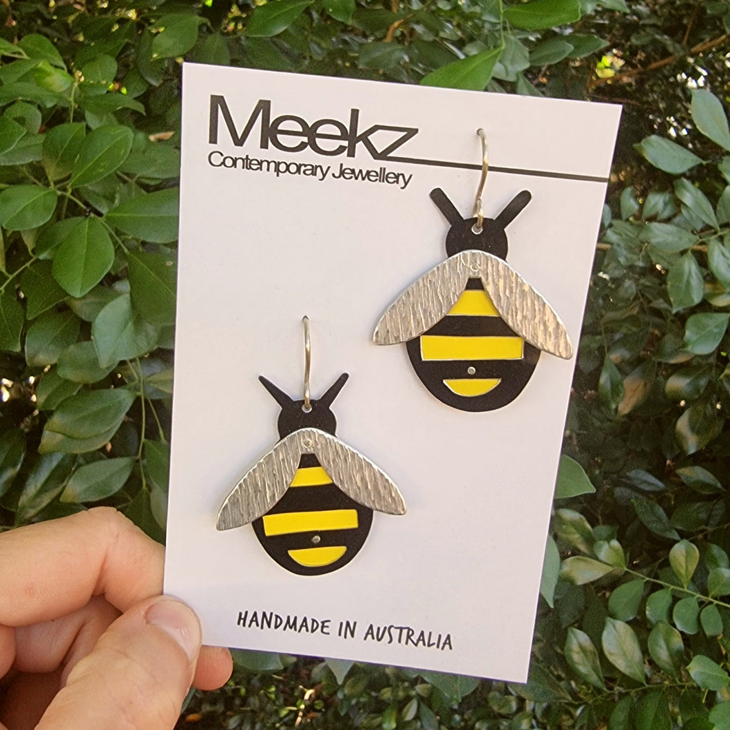 Bee drop Earrings - Dulux Paint Swatch on Card