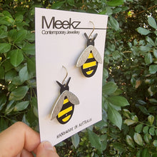 Load image into Gallery viewer, Bee drop Earrings - Dulux Paint Swatch on Card Side View
