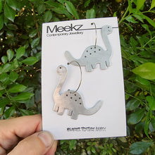 Load image into Gallery viewer, Dinosaur Hoop Earrings - Long Neck on Card
