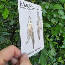 Load image into Gallery viewer, Eucalyptus Leaf w Dots Earrings Side View
