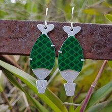 Load image into Gallery viewer, Sushi Soy Fish Drop Earrings - Highway Street Sign Green Option
