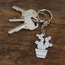 Load image into Gallery viewer, Plant Keychain - Potted Prickly Pear Cactus on Keys

