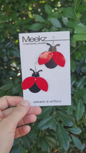 Load and play video in Gallery viewer, Lady Beetle Drop Earrings - Dulux Paint Swatch on Card Video
