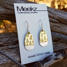 Load image into Gallery viewer, double drop earrings egg - brass pineapples and aluminium
