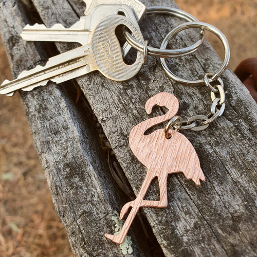 Flamingo Keychain on Keys